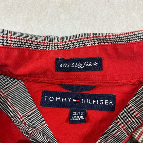 Tommy Hilfiger Plaid Shirt button Down shirt collared long sleeves  Frayed Top - Picture 3 of 9